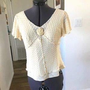 Adrianna Papell silk v neck pullover lined texture